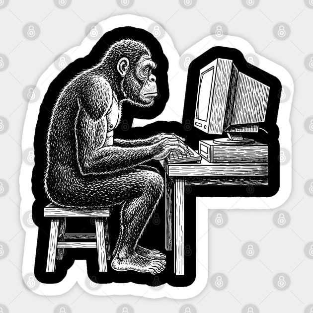 Code Monkey at Work Sticker by enrynz